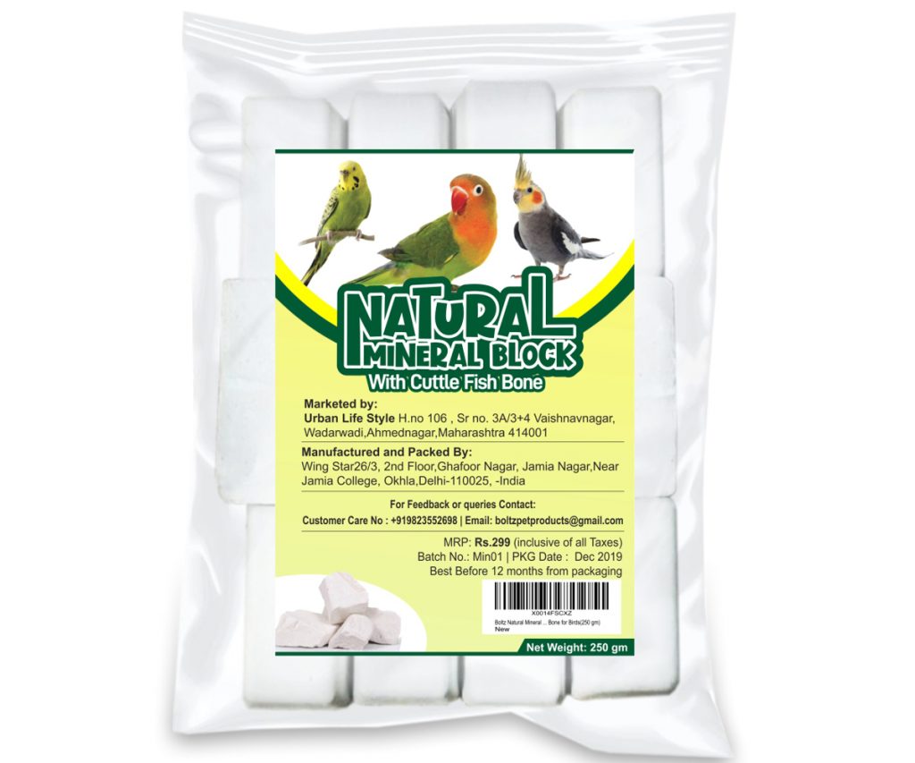 Boltz Natural Mineral Block with Cuttlefish Bone for Birds(250 gm